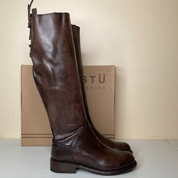 BED STU Manchester Distressed Brown Leather Tall Riding Boots BedStu Size 6.5 - Picture 4 of 16